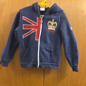Navy Blue Kids Hoodie with Union Jack Design